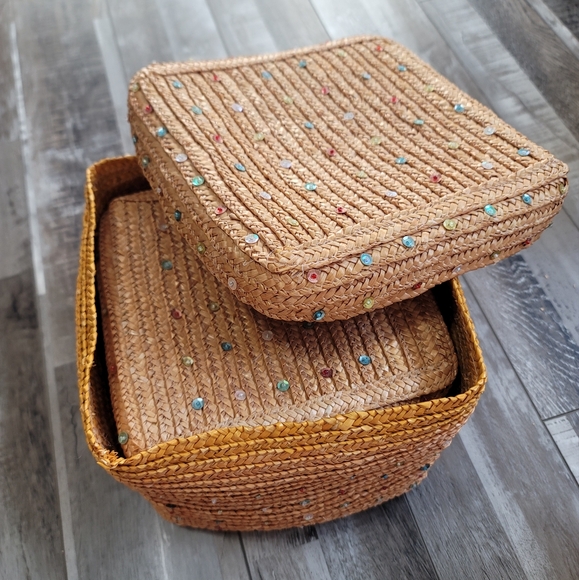 Woven Stackable Nesting Baskets Pair - Picture 9 of 9